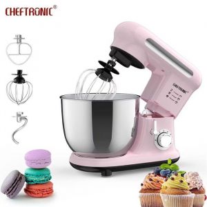 Cheftronic SM-C01 Robot Pâtissier 1000W 6 vitesses robot de cuisine avec bol 35L crochet pétrisseur lame fouet rose