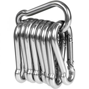 10pcs Mousquetons en acier inoxydable 304 Résistant Mousqueton Inox 50 mm x 5 mm de qualité supérieure avec fermoir à cliquet