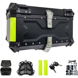 Universal Motorcycle Top Box Boîte de Toit de Coffre de Moto en Aluminium étanche Double Boîte de Rangement de clé 65L