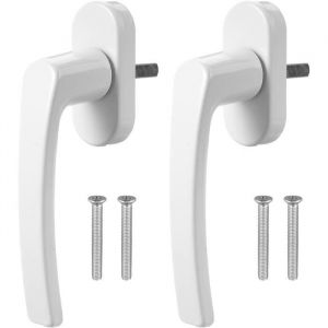 2Pcs Poignee Fenetre Securit&eacute; Fenetre Poign&eacute;e de Fen&ecirc;tre Blanche en Aluminium Poign&eacute;e Fenetre PVC Poign&eacute;e de Porte avec Vis