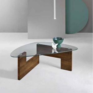 Table basse - CASTORE - Verre - Teck - Noyer et Blanc - Design Contemporain