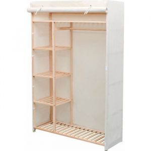 BINGO- Garde-Robe Portant Vêtements Armoire de chambre Penderie pour Chambre en tissu et bois de pin 110 x 40 x 170 cm5424
