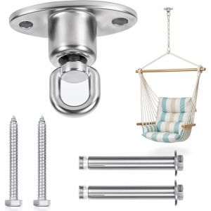 Attache Hamac Pivotant Robuste avec Roulement à Billes - 540 kg Rotation 360° Fixation pour Fauteuil Suspendu - Vis & Crochet