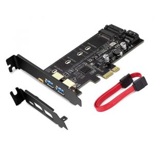 Carte PCI-E Vers USB 3.0 PCI Express avec 1 Ports USB C et 2 Ports USB A Carte Adaptateur M.2 NVME Vers PCIe 3.0 avec Support