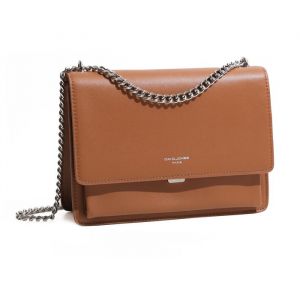 David Jones - Sac Bandouli&egrave;re Femme - Besace Sacoche Pochette Petit Sac &agrave; Main Port&eacute; Epaule Simili Cuir Cha&icirc;nes Mode - Marron