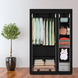 Penderie Souple en Tissu Non-tiss&eacute; 5 Etag&egrave;re 6 Carreau Armoire &agrave; V&ecirc;tement Rangement - 110x45x175 cm - Noir