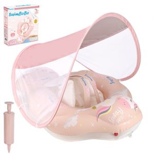 Bou&eacute;e B&eacute;b&eacute; Piscine avec Pare-Soleil UPF 50+ Anneau de Natation Gonflable (12-36 Mois) - Double Airbag R&eacute;glable Taille L Rose