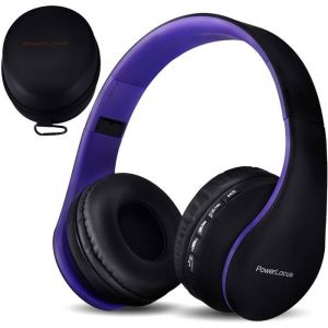 Casque Bluetooth Sans Fil Pliable Casque Audio St&eacute;r&eacute;o Oreillette Bluetooth Avec Micro Int&eacute;gr&eacute;/Micro Sd/Fm Radio (Violet)
