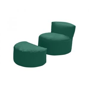 Loft 25 Fauteuil pouf de jeu pour le enfants - Pouf chaise avec repose-pieds - Pouf poire résistant à leau pour salon - Vert