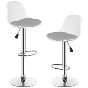 Tabouret de bar Lot de 2-Ensemble-Cuir PU-XJING-Tabouret de bar pivotant à 360° avec dossier