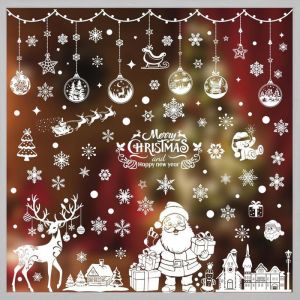 Noel Autocollants Decoration No&euml;l Fenetre Flocon de Neige Sticker Vitre Noel Blanc &Eacute;lectrostatique PVC Autocollant