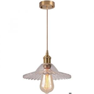AXHUP Industrielle R&eacute;tro Verre Suspension Luminaire Vintage Lampe Eclairage de Plafond Transparent E27 pour Entr&eacute;e Couloir Salon