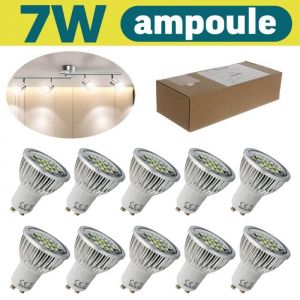 Lot de 10 Ampoules LED GU10 7W eq 70W Blanc Froid 6500 K - TEMPSA - AMPOULE LED - Argent