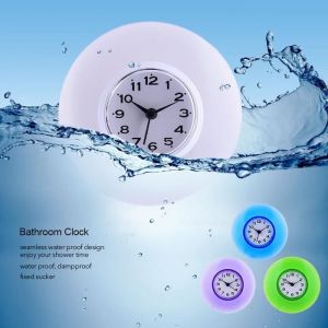 TMISHION horloges murales Salle de bain cuisine miroir ventouse horloge murale douche étanche Quartz horloges linge pendule Blanc
