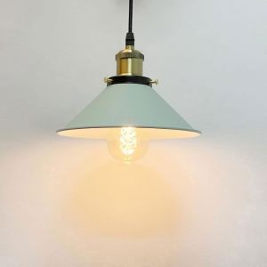 TOKIUS Lustre R&eacute;tro Suspension Luminaire Vintage 22CM M&eacute;tal Plafonnier Industriel E27 pour Salon Cuisine Chambre (Vert- 1 Lampe)