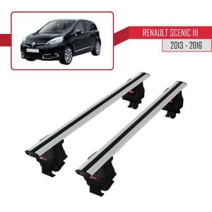 Compatible avec Renault Scenic 3 2013-2016 ACE-4 Barres de Toit Railing Porte-Bagages de Voiture (Gris) Aluminium 2 Barres