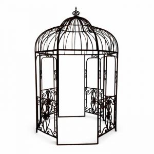 Gloriette gazebo tonnelle kiosque abri jardin fer marron &Oslash;.208 x Ht.314 cm