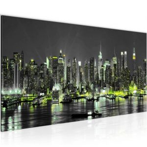 Runa art Tableau D&eacute;coration Murale La Ville de New York 100x40 cm - 1 Panneau Deco Toile Pr&ecirc;t &agrave; Accrocher 605412c