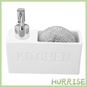 Garosa Distributeur de savon avec porte-&eacute;ponge   Distributeur de Liquide Bouteille &agrave; Pompe avec &eacute;ponge en linge distributeur