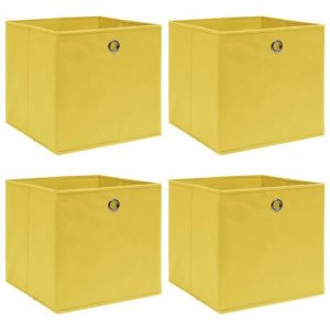 Economique & Magnifique Lot de 4 Boîtes de rangement - Cube Caisse de Rangement - Jaune 32x32x32 cm Tissu 330326