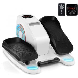 GYMAX Pédalier Jambe d’Exercice avec Roues & Télécommande - Mini Vélo d’Appartement - 2 Modes Manuel & Électrique - 3