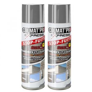 Lot de 2 Colmat’Pro Express  300 ml  couleur Gris– Stop-Fuite, Etanchéifie, Colmate et Protège votre intérieur et extérieur