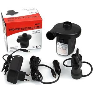 Ecent Gonfleur D&eacute;gonfleur Electrique Pompe &agrave; air &eacute;lectrique avec 3 Buses DC12 V/AC 220 V Pour Matelas Gonflable Camping Lit etc