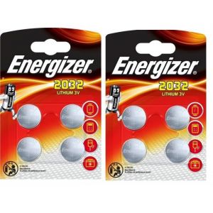 8 piles Energizer CR2032 - 2 Lot de 4 piles bouton au lithium 3 V
