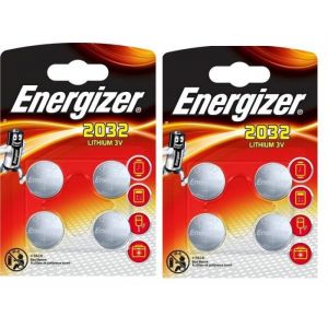 8 piles Energizer CR2032 - 2 Lot de 4 piles bouton au lithium, 3 V