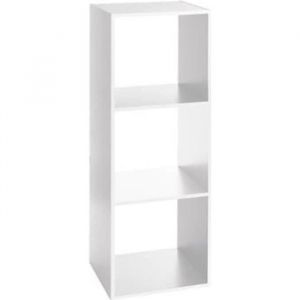 Etag&egrave;re en panneaux de particules 3 cases blanc - Dim : L.344 x P.32 x H.1005 cm