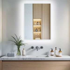 Miroir Salle de Bain - 40x50cm Miroir avec Prise R&eacute;tro&eacute;clair&eacute; Anti Bu&eacute;e Miroir LED Mural 3 Temp&eacute;ratures de Couleur
