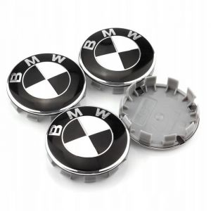 40x Caches Moyeu Centre Roue 68mm BMW noir blanc Logo Enjoliveur