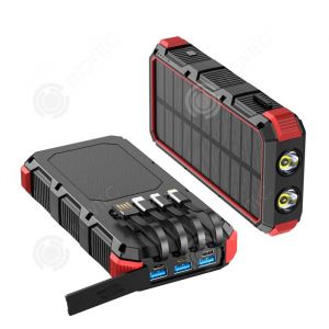 INN Batterie externe 20000mah 5w chargeur solaire portable chargement sans fil avec 4 usb sorties et 2 entrée avec lumière de