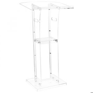 Pupitre de Conférence 109 cm-Duoku-Podium sur Pied en Acrylique-Lutrin pour Présentation-avec Large Surface de Lecture