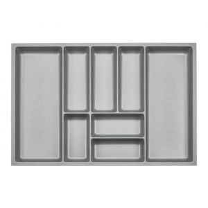 ORGA-BOX 3 Range-couverts Profondeur : 473 x Largeur : 691 mm gris argenté avec structure Canvas pour tiroirs de 80 cm
