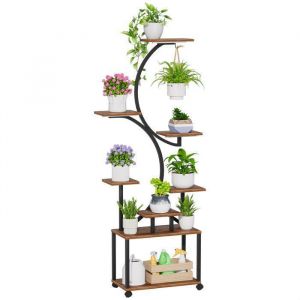 Plantes dint&eacute;rieur avec 3 lampes horticoles &eacute;tag&egrave;re &agrave; plantes haute &agrave; 8 niveaux roulettes pivotantes &agrave; 360&deg;