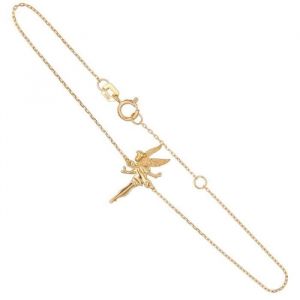 Bracelet Femme - LATELIER DAZUR - Or Jaune 375/000 - Motif F&eacute;e Clochette - Maille For&ccedil;at