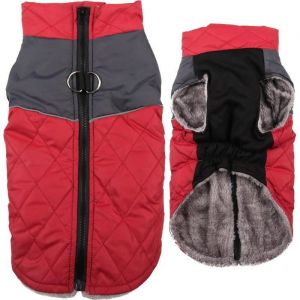Manteau chaud en polaire pour petits chiens - VETOBIOL - Imperm&eacute;able - Rouge - Taille XS - Doublure polaire