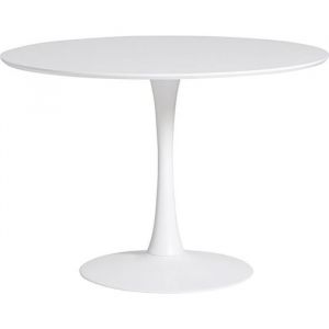 Table &agrave; manger ronde en MDF avec armature en m&eacute;tal laqu&eacute; blanc - Diam&egrave;tre 110 x Hauteur 75 cm