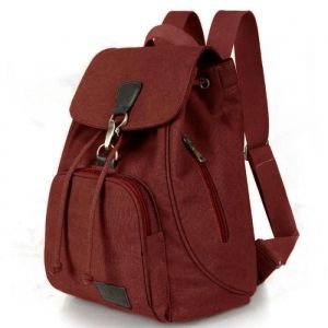 Sac à Dos en Toile Cartable Vintage Homme Femme Grande Capacité Multifonctionnel Pour Travail Voyage Randonnée Rouge