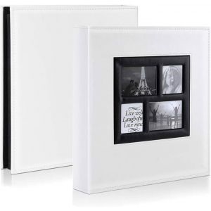 Album photo de mariage avec couverture en cuir extra large pouvant contenir 500 photos 10x15 cm / 6x4 Blanc