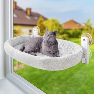 Hamac Chat Fenetre Perchoir Lit Fen&ecirc;tre Panier Suspendu Etagere pour Grande Chats Pliable Transat Facile &agrave; Monter avec Ventouse