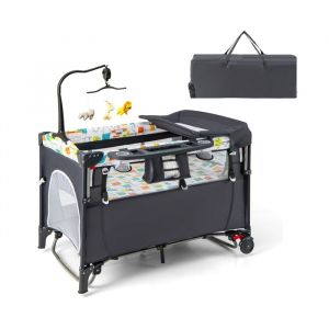 LIFEZEAL Lit Parapluie Bebe avec Matelas à 2 Niveaux Hauteur Réglable 4 Positions Lit Bébé Pliant Evolutif Charge 15kg 0-36 Mois