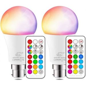 Ampoule Led Couleur Changement de couleur Ampoule 10W Ba&iuml;onnette B22 RGBW Dimmable LED Ampoules12 choix de couleur  (Lot de 2) LBQ7