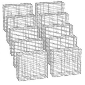 Lot de 10 Gabions pierre 100 &times; 90 &times; 30 cm Colonne Banc de jardin mur en pierre galvanis&eacute; SONGMICS