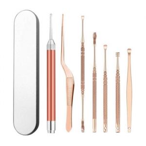 7PC LED Souple Cure-oreilles Oreille Nettoyeur Curette Cérumen Retrait Cure-oreilles Doutil De Nettoyage Pour Oreille Sans
