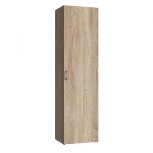 Armoire meuble de rangement avec 6 tablettes coloris Imitation chêne - longueur 50 x hauteur 185 x profondeur 40 cm