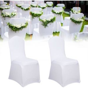 15 Pièces Couverture Housses de Chaise Mariage Housse de Chaise Blanche Housse de Chaise Banquet pour Chaises sans BrasBlanc
