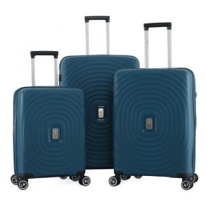 Lot de 3 valises Extensible Rigide Trolley Polycarbonate - LYS Paris 2401/3 - Bleu
