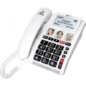 Geemarc CL9000 T&eacute;l&eacute;phone sans fil pour s&eacute;niors touches photo fonction mains libres compatible avec les appareils audi